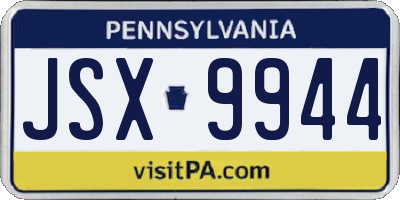 PA license plate JSX9944