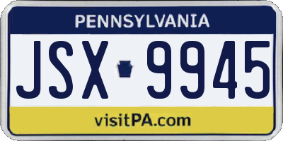 PA license plate JSX9945