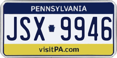PA license plate JSX9946