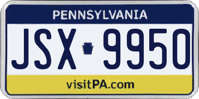 PA license plate JSX9950