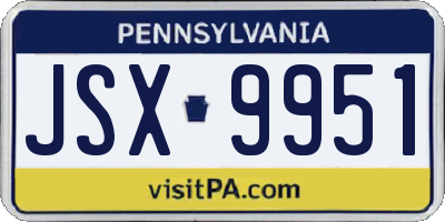 PA license plate JSX9951
