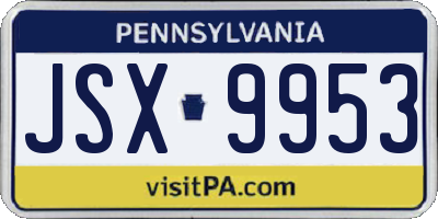 PA license plate JSX9953