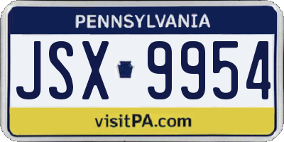 PA license plate JSX9954
