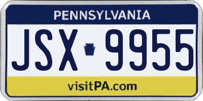 PA license plate JSX9955
