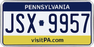PA license plate JSX9957