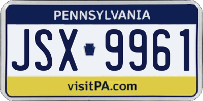 PA license plate JSX9961