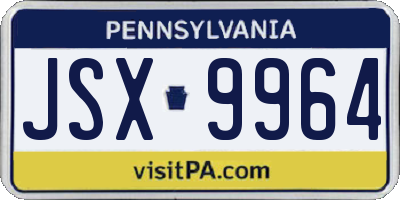 PA license plate JSX9964