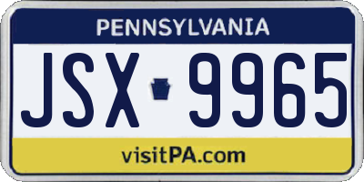 PA license plate JSX9965