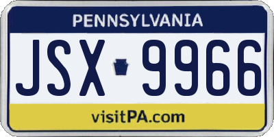PA license plate JSX9966