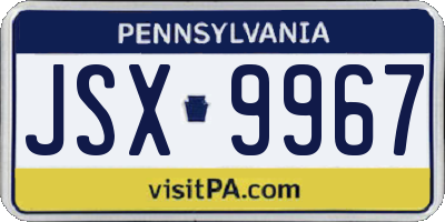PA license plate JSX9967