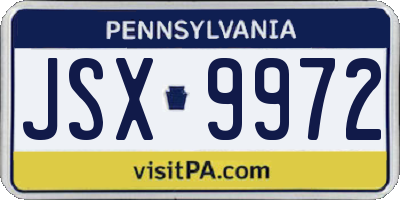 PA license plate JSX9972