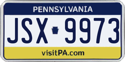 PA license plate JSX9973