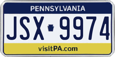 PA license plate JSX9974