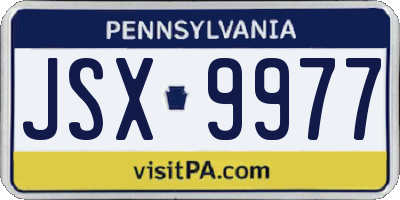 PA license plate JSX9977