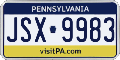 PA license plate JSX9983