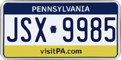 PA license plate JSX9985