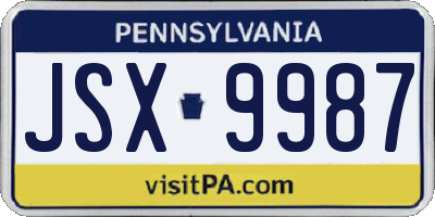 PA license plate JSX9987