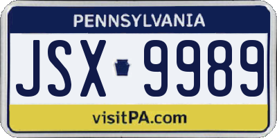PA license plate JSX9989
