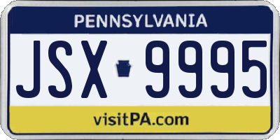 PA license plate JSX9995