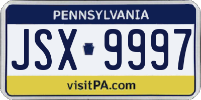 PA license plate JSX9997