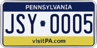 PA license plate JSY0005