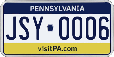 PA license plate JSY0006