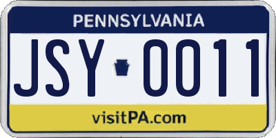 PA license plate JSY0011
