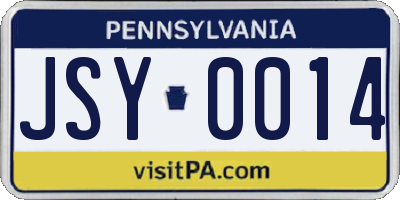 PA license plate JSY0014