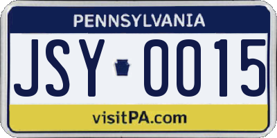 PA license plate JSY0015