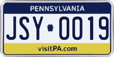 PA license plate JSY0019