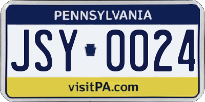 PA license plate JSY0024