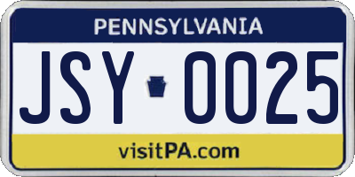 PA license plate JSY0025
