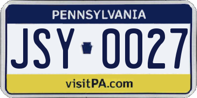 PA license plate JSY0027