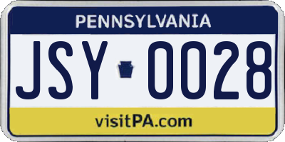 PA license plate JSY0028