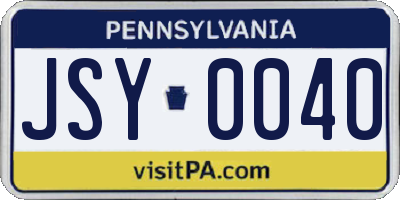 PA license plate JSY0040