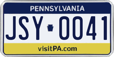 PA license plate JSY0041