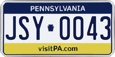 PA license plate JSY0043