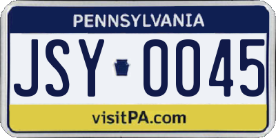 PA license plate JSY0045