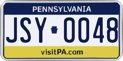 PA license plate JSY0048