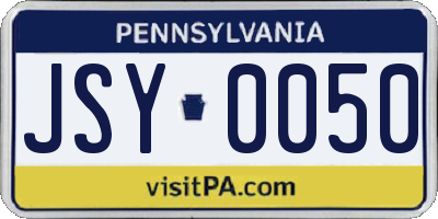 PA license plate JSY0050