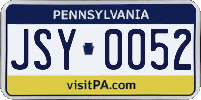 PA license plate JSY0052