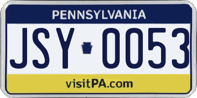 PA license plate JSY0053