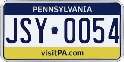 PA license plate JSY0054