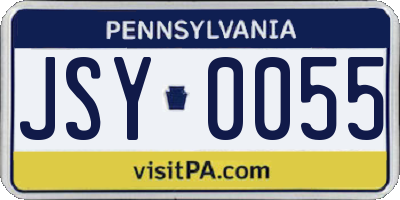 PA license plate JSY0055