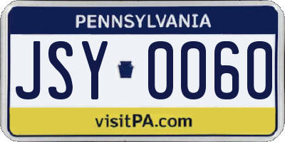 PA license plate JSY0060