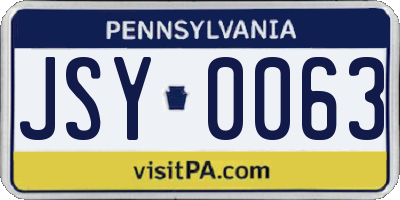 PA license plate JSY0063