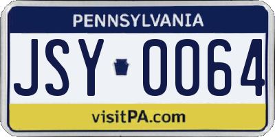 PA license plate JSY0064