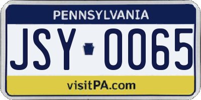 PA license plate JSY0065