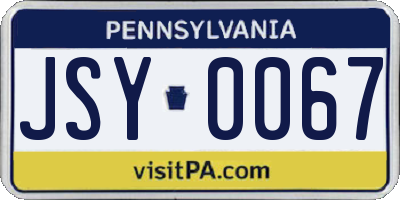 PA license plate JSY0067
