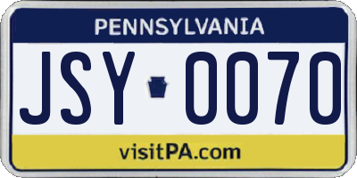 PA license plate JSY0070